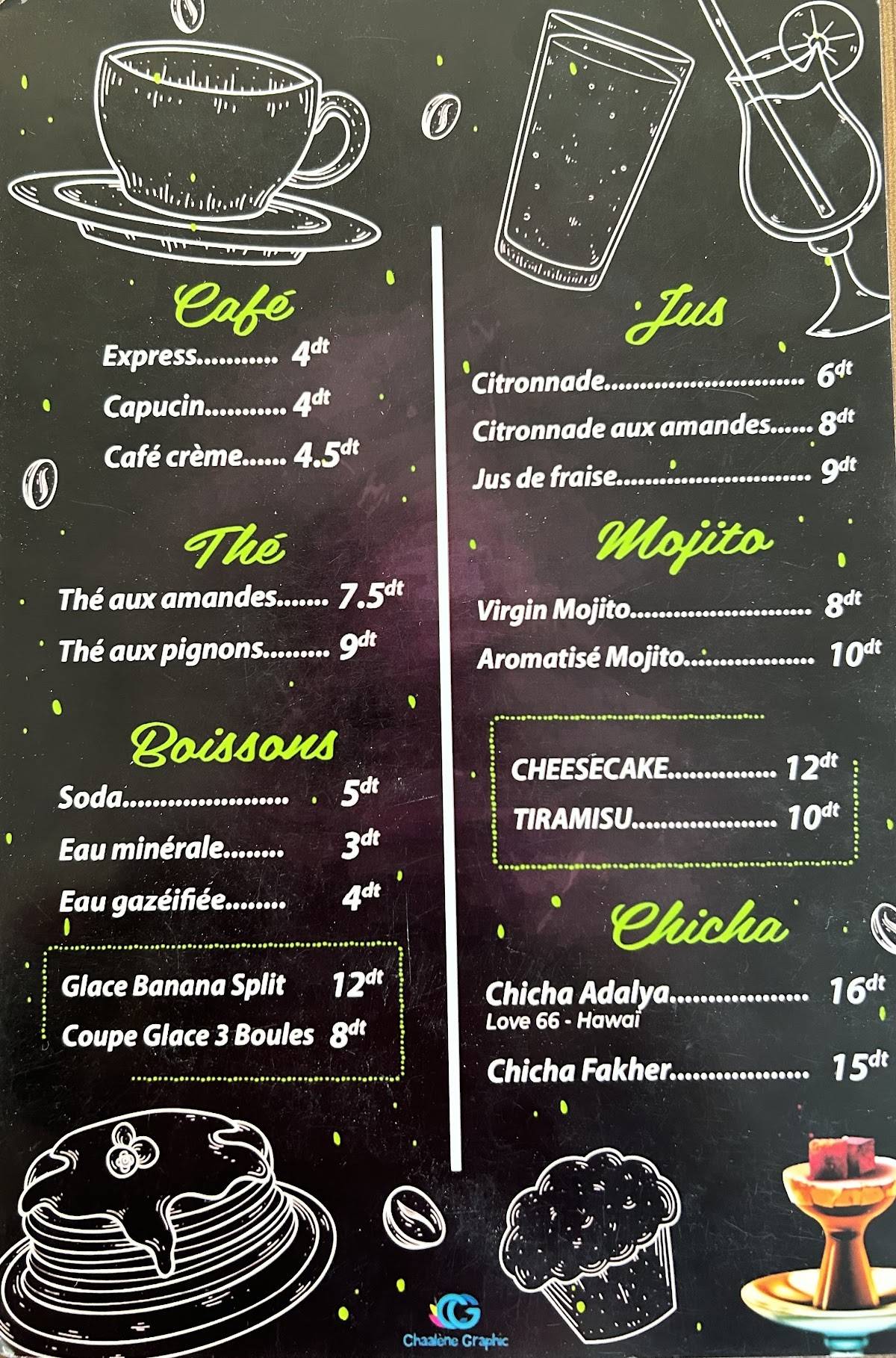 Menu de Le Château Rafraf - Restaurant & Salon de thé