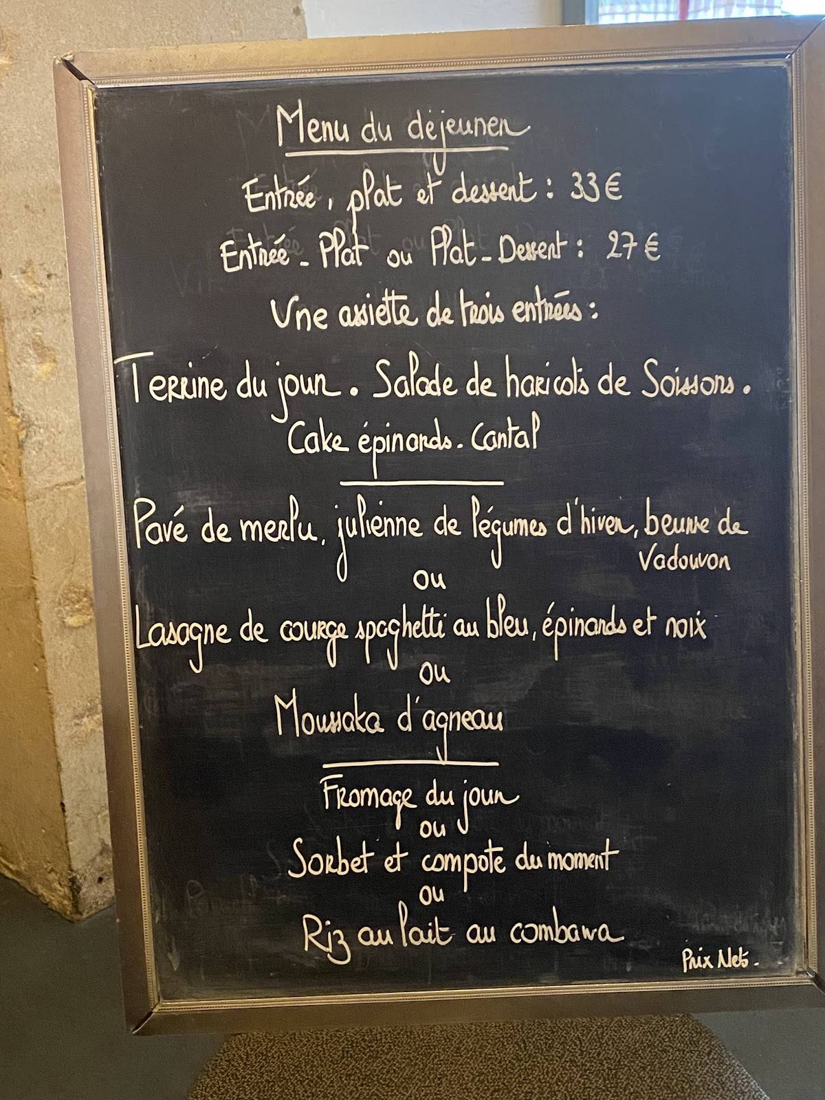 Menu de Le Florimond