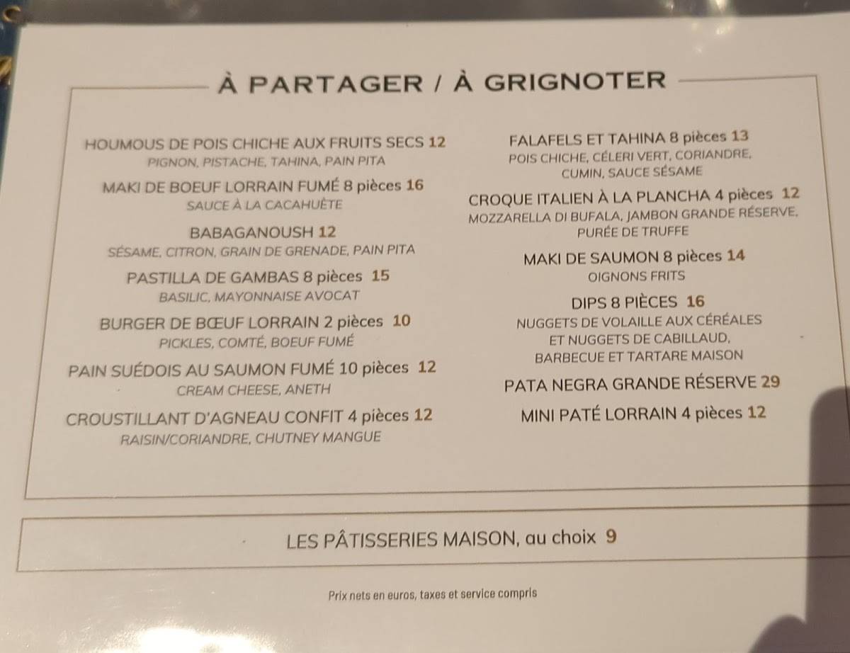 Menu de Restaurant Le Louis & Bar le XV