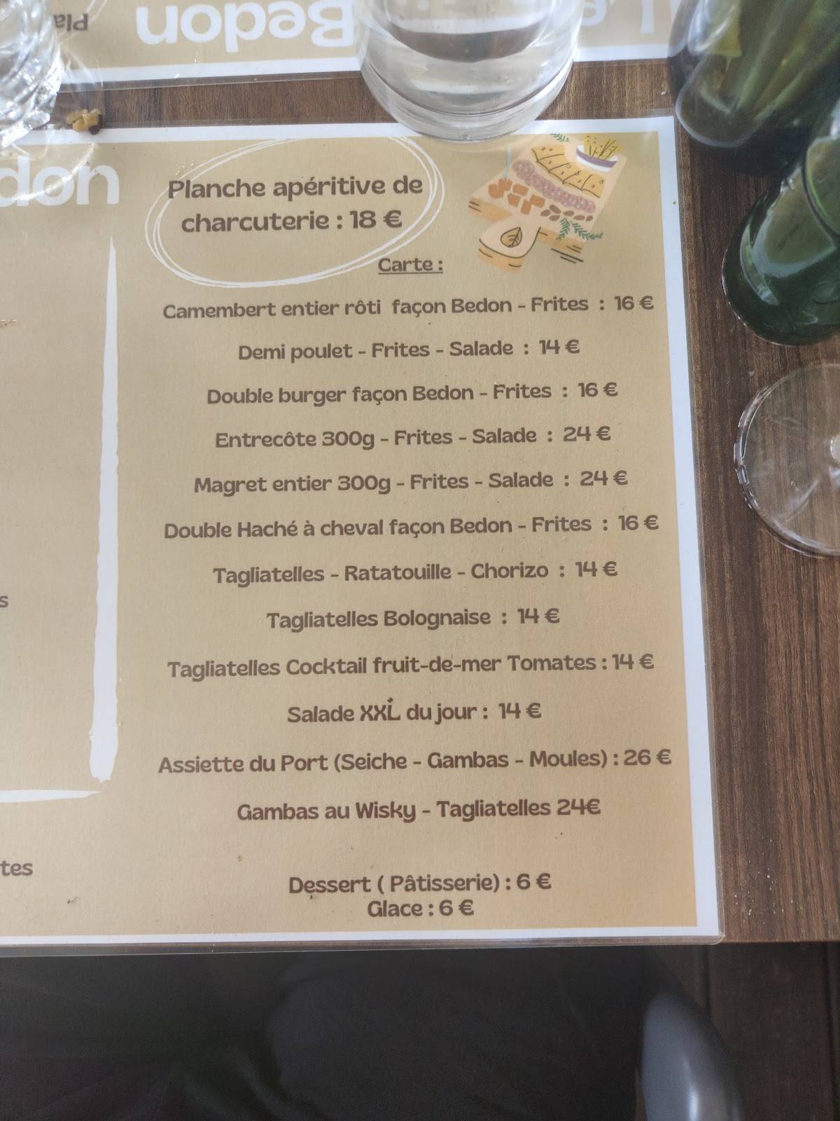 Menu de Le Petit Bedon