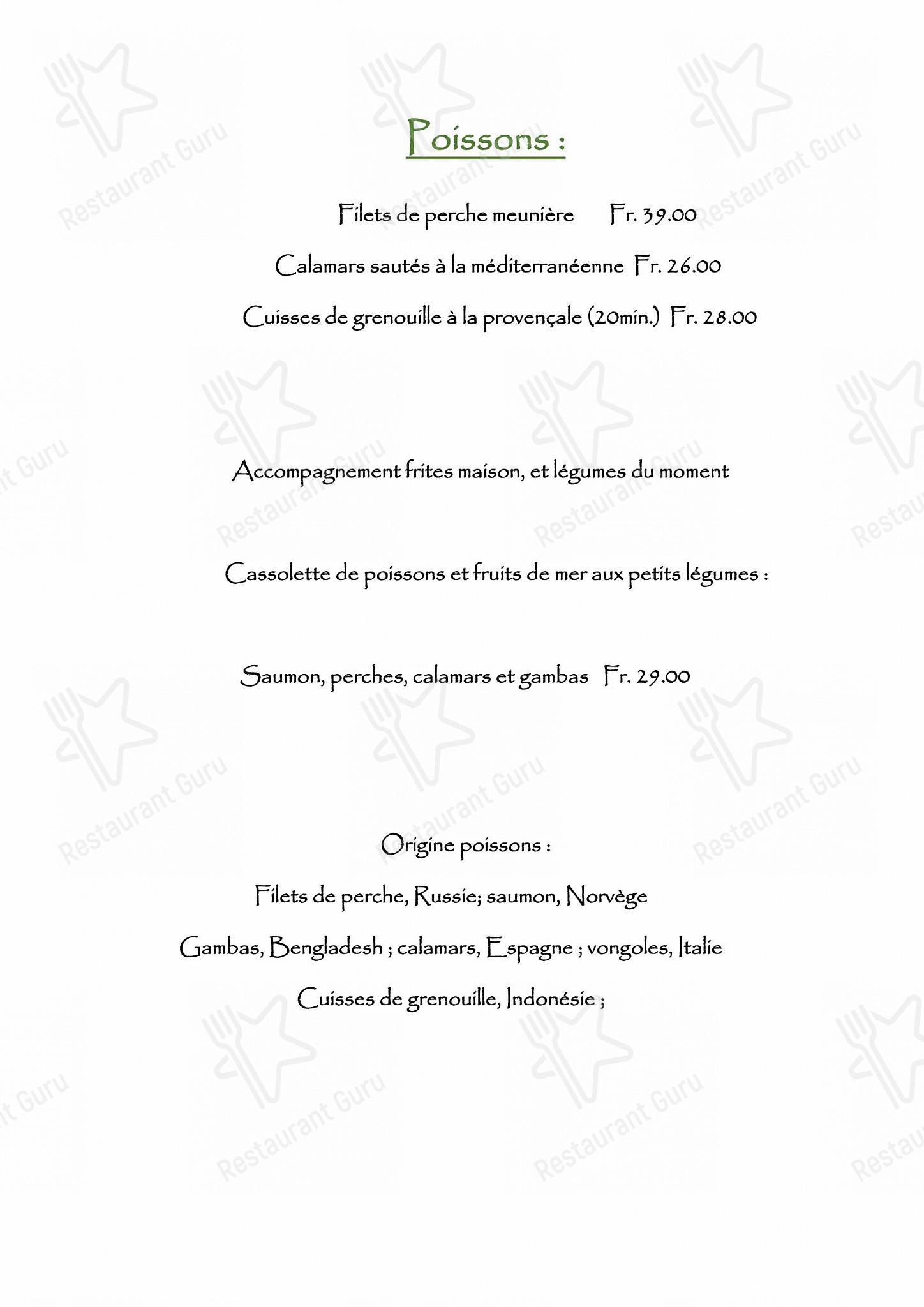 Restaurant Tennis Club de Champel in Veyrier - Dinner Menu