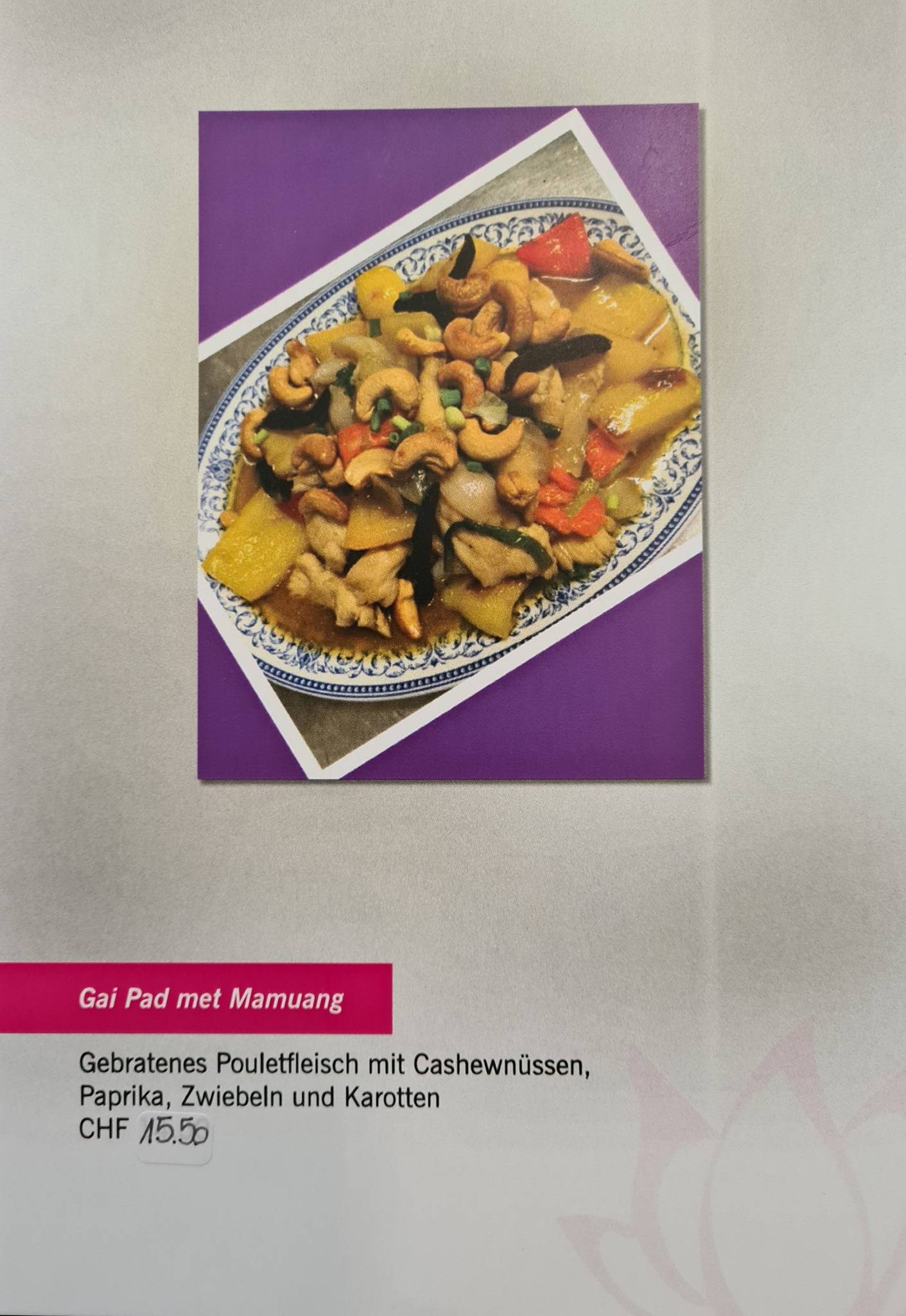 Menu di Lee's Thai Im Tempel Buchenstrasse 13 in Herisau Appenzell 