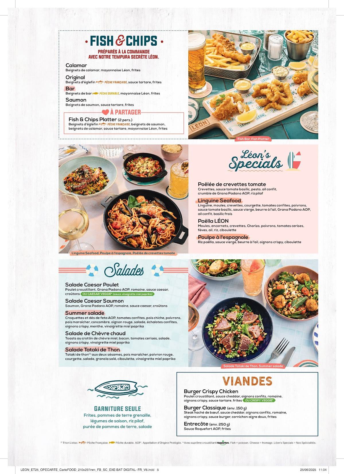Menu de Léon Seafood & Cocktails - Cholet