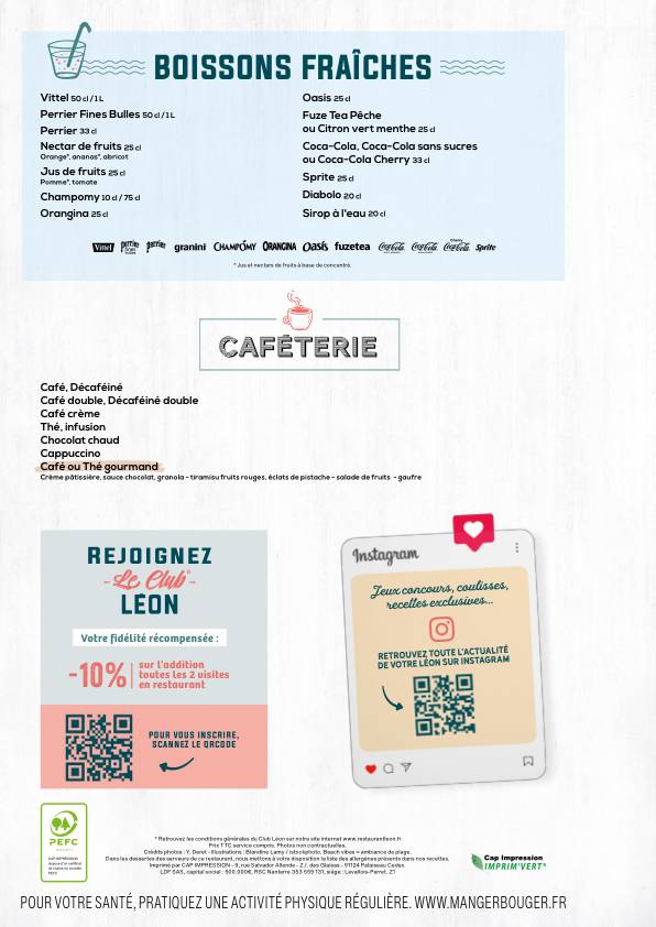 Menu de Léon Seafood & Cocktails - Cholet