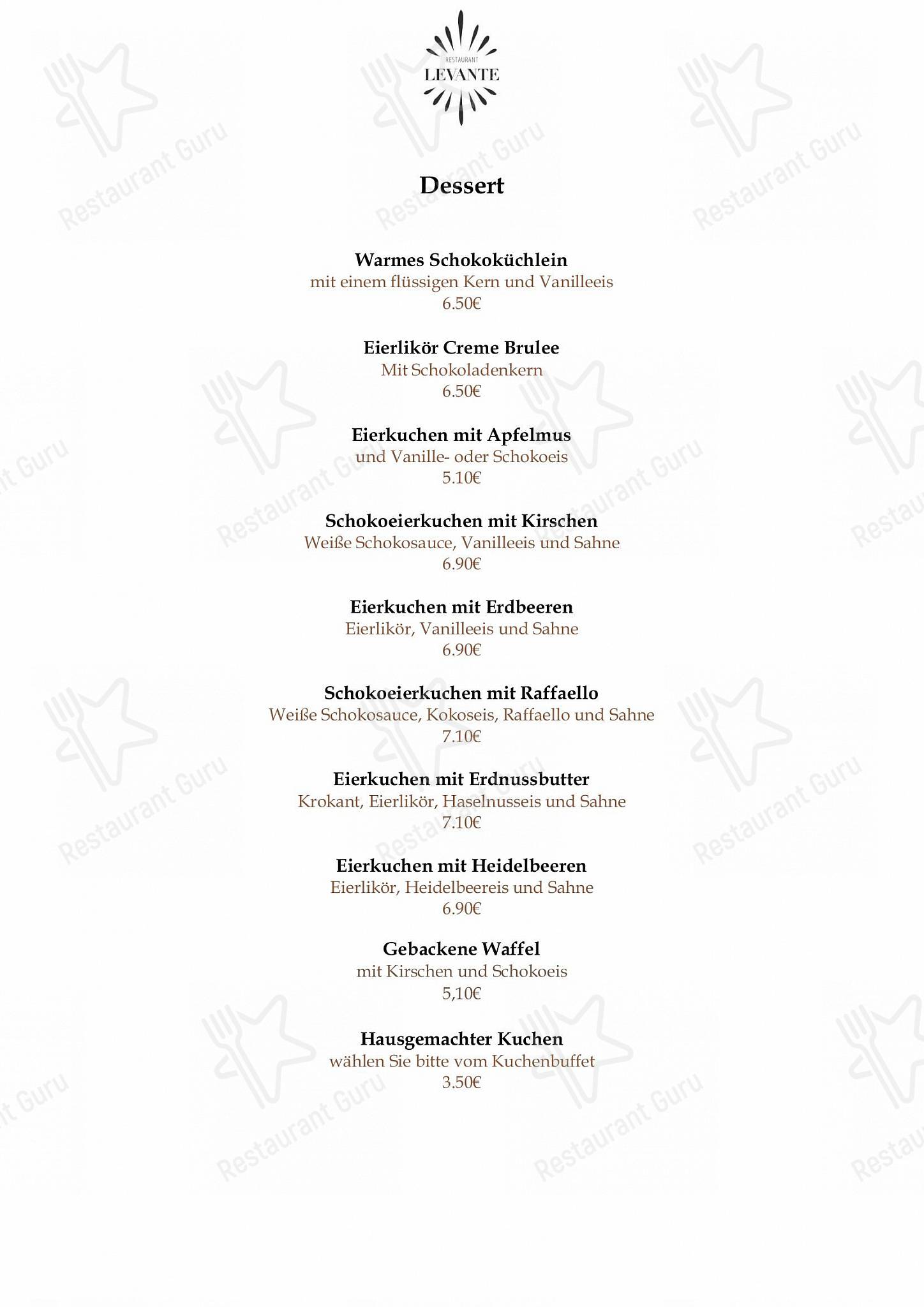 Menu pour Restaurant Levante - Детское