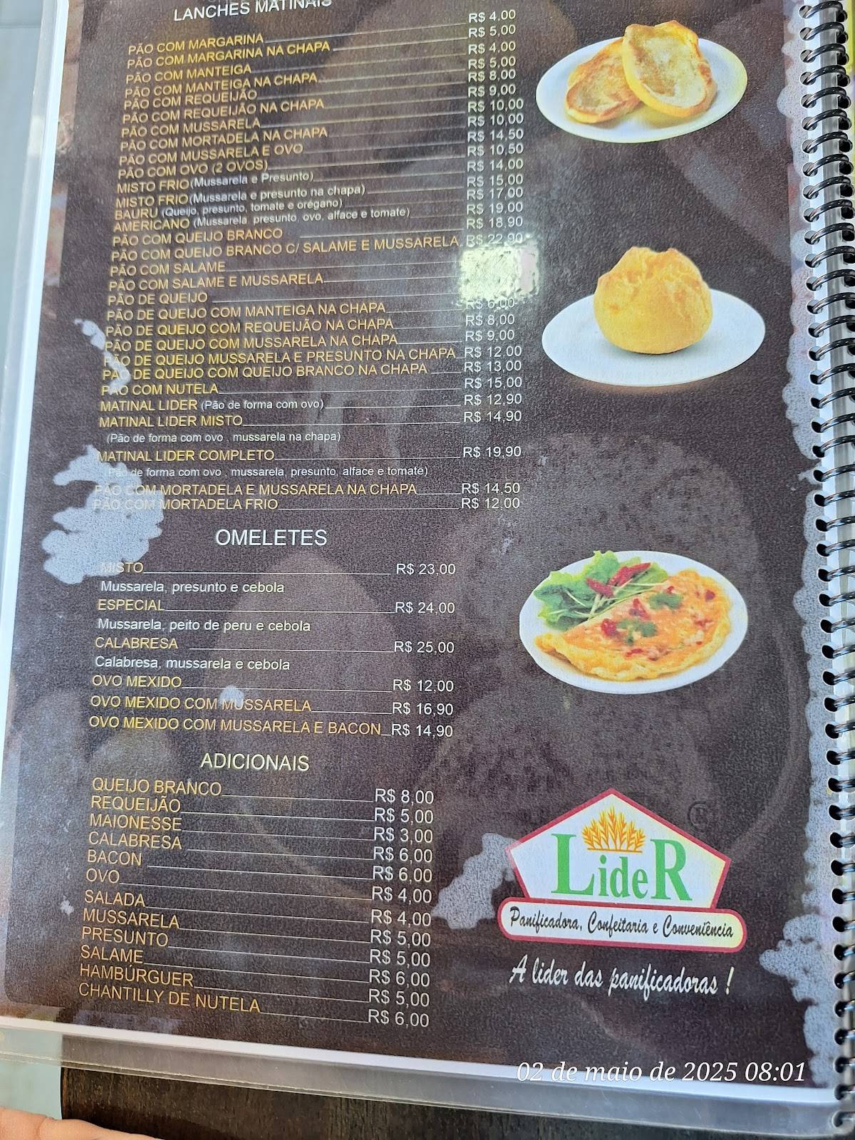 Padaria Lider 2 - Panificadora, Confeitaria e Conveniência cardápio