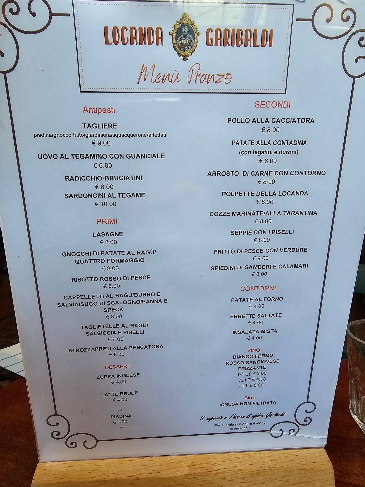 Menu di Locanda Garibaldi 