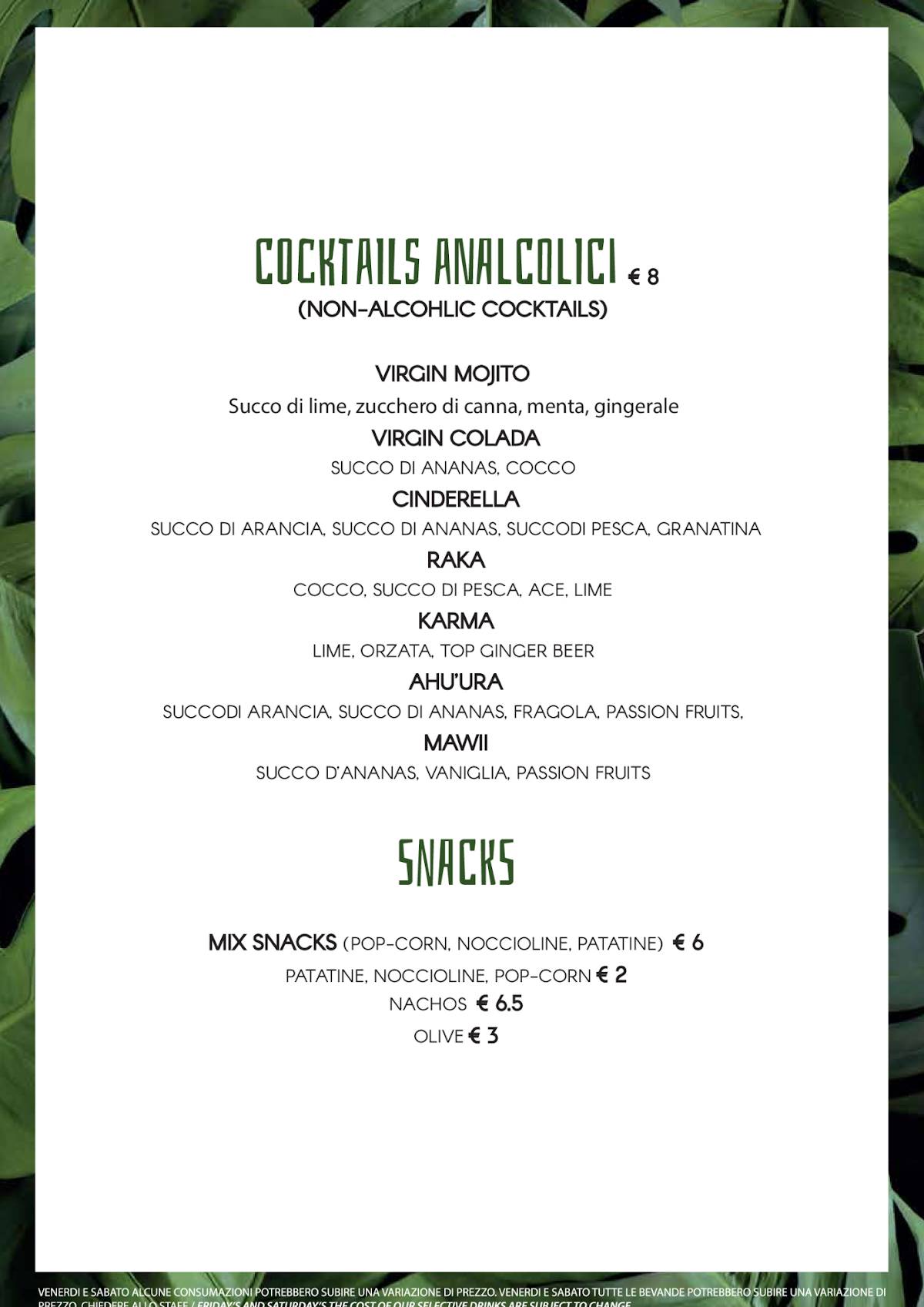 Menu di Lost - Ponte Milvio 