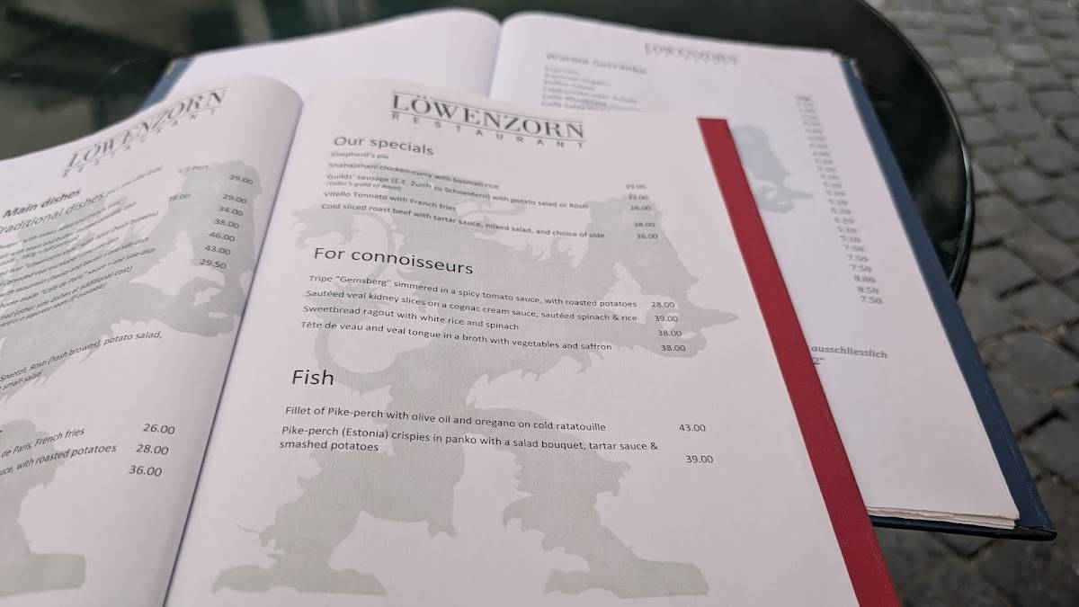 Menu di Restaurant Löwenzorn 