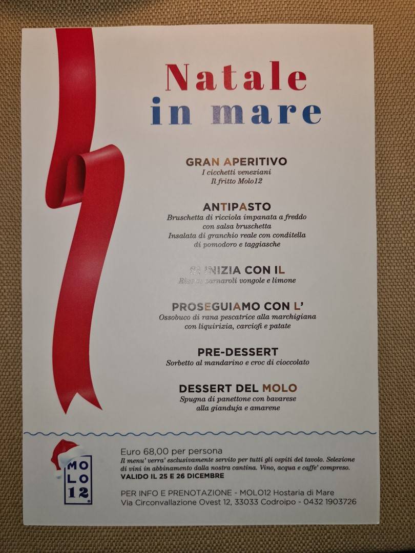 Menu di MOLO12 Ai Gelsi 