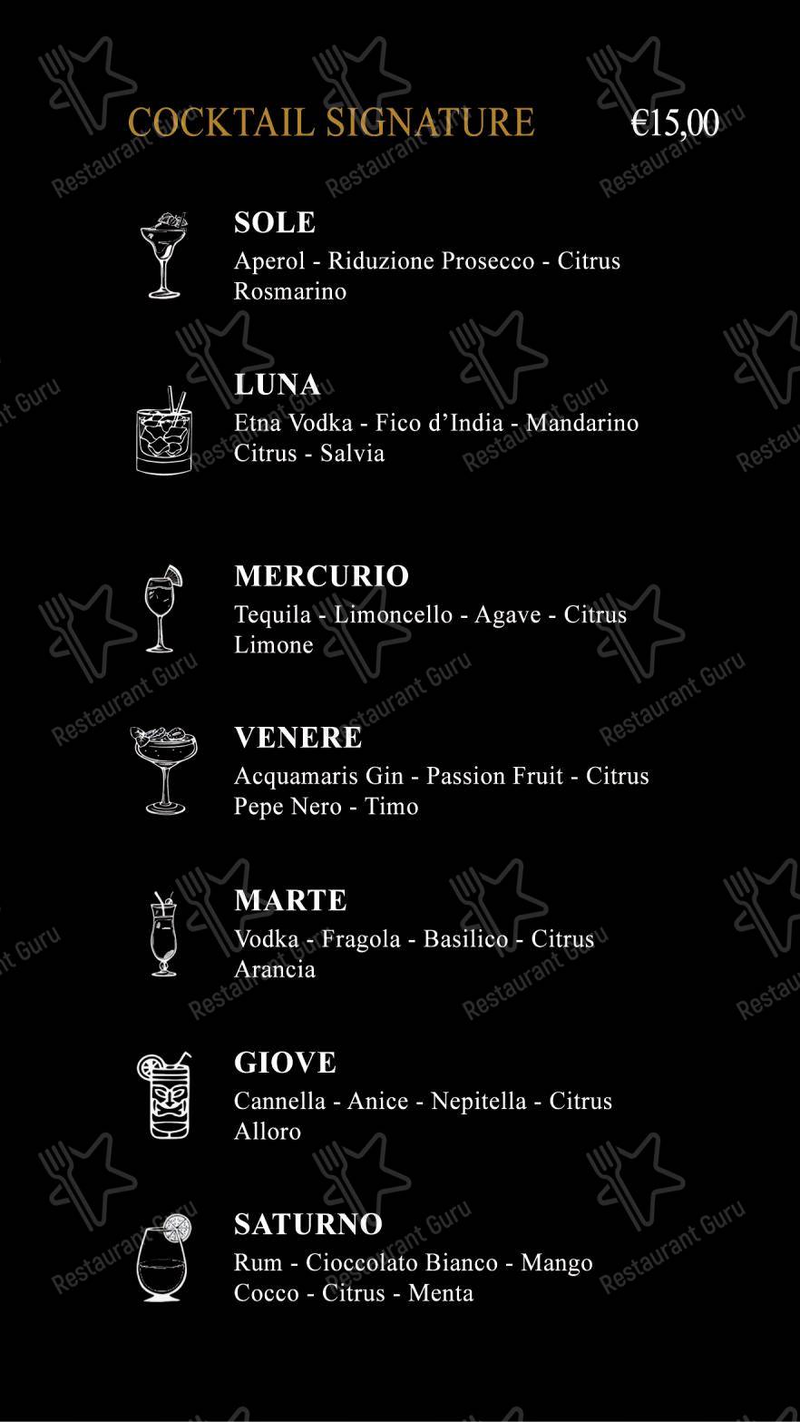 Menu per MOON ristorante