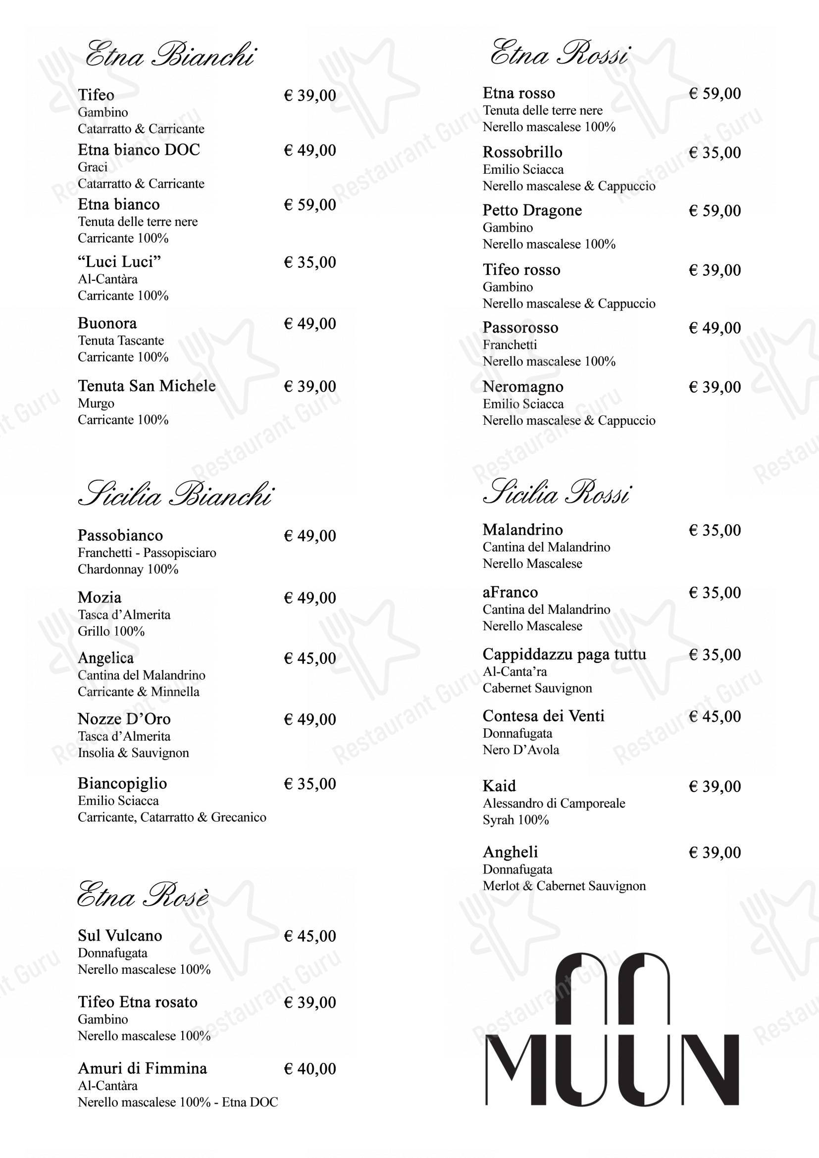 MOON in Catania - Menu bar