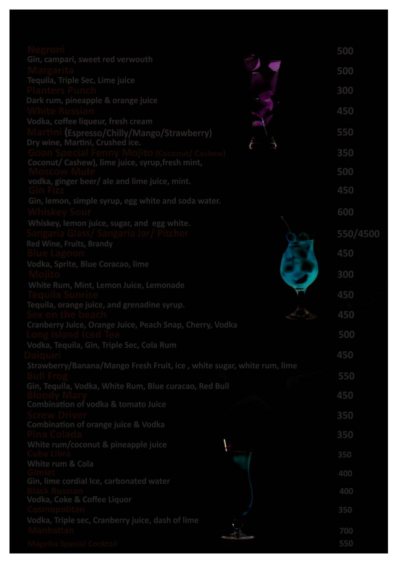 Magzika Beach Shack menu