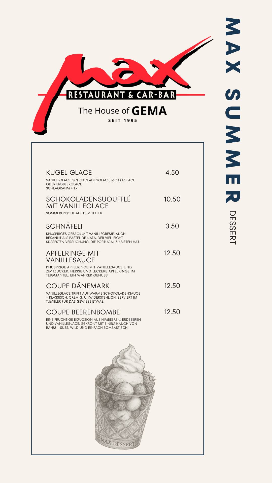 Menu di Max Restaurant & Bar 
