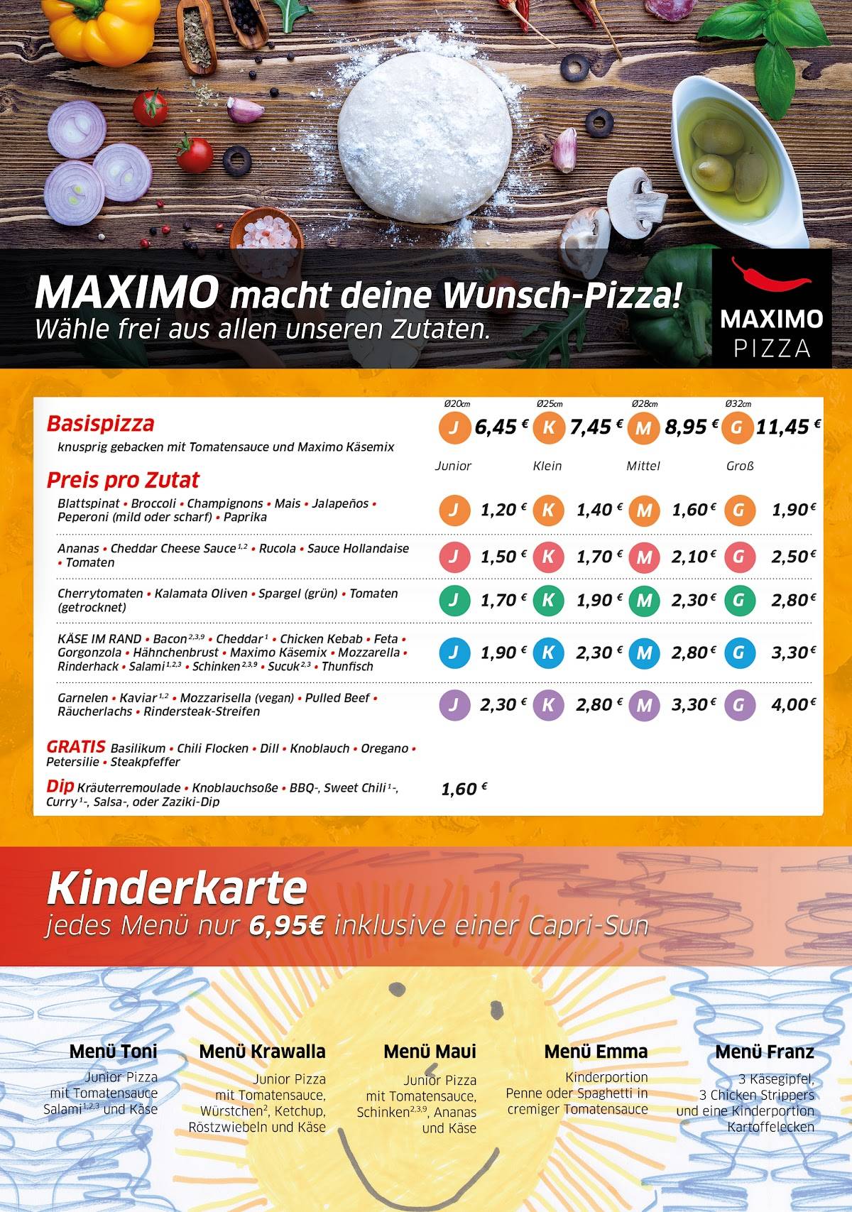 Menu de Maximo Pizza