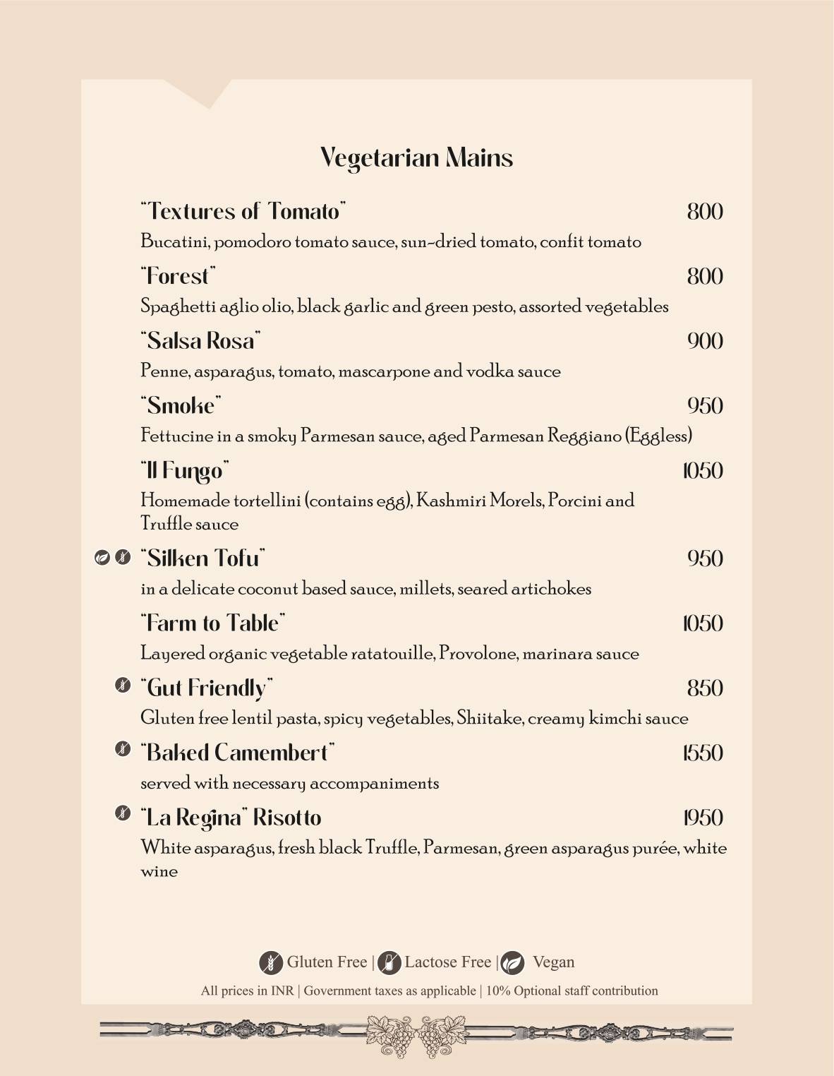 Mesa Lodhi menu