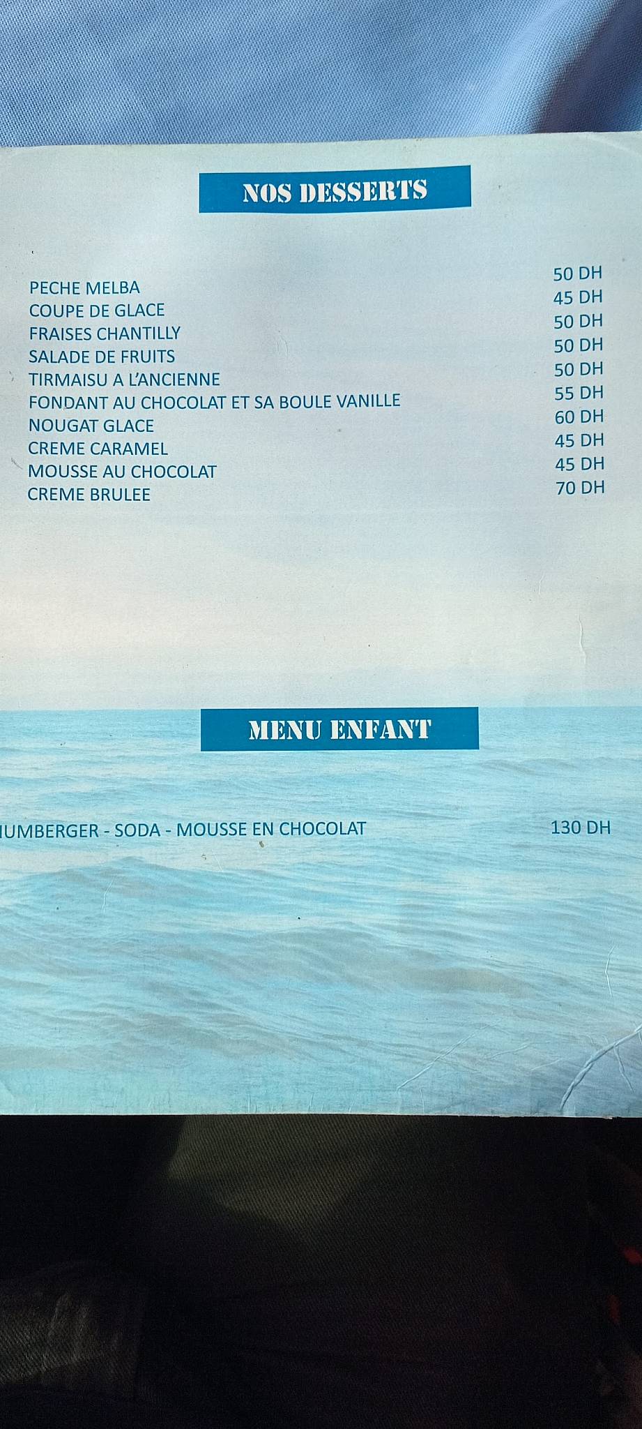 Menu de Restaurant Miramar