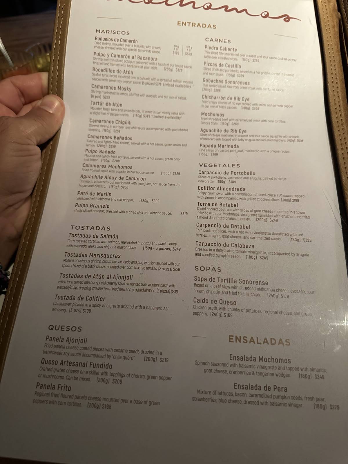 Carta del restaurante Mochomos Tijuana, Tijuana, Blvd. Agua Caliente 10223