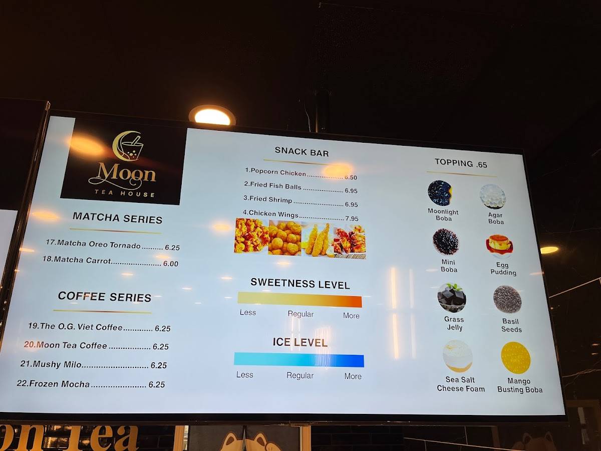 Menu at Moon Tea House, Roseville