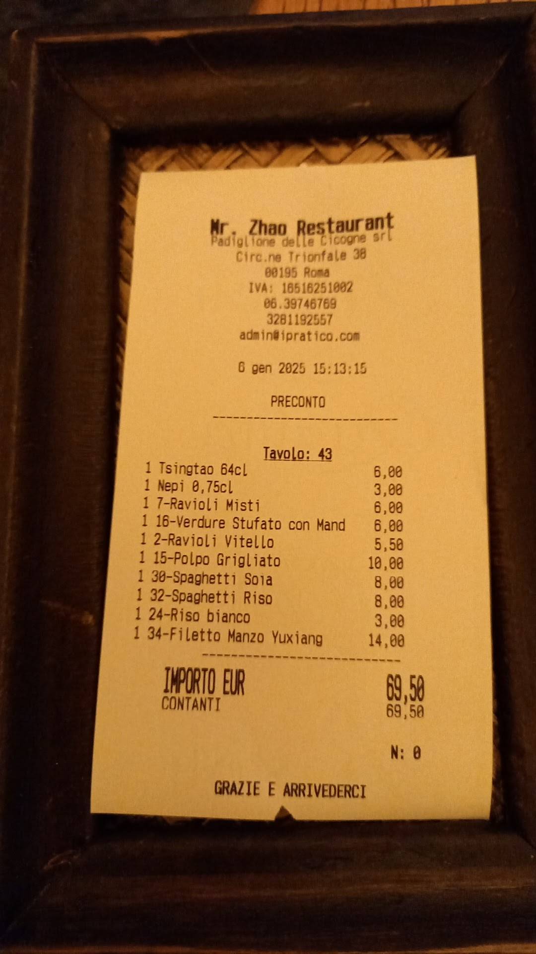 Menu di Mr. Zhao 
