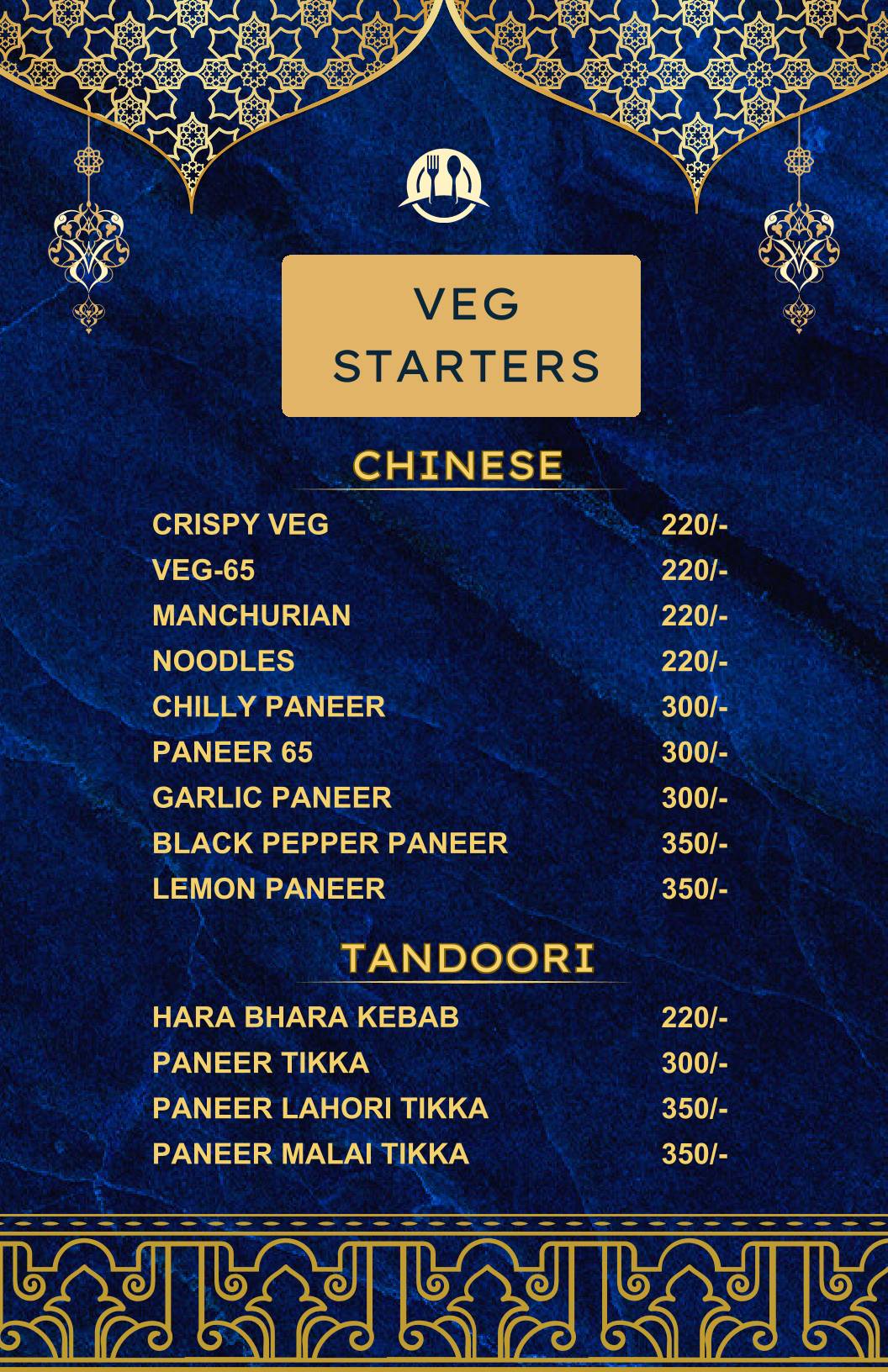 Mughals menu