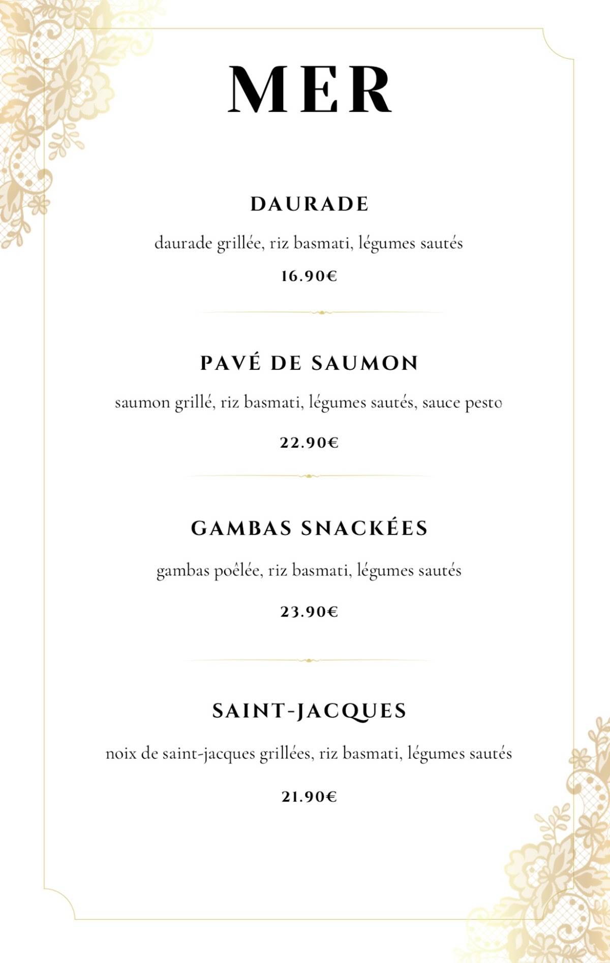 Menu de Restaurant New Fork