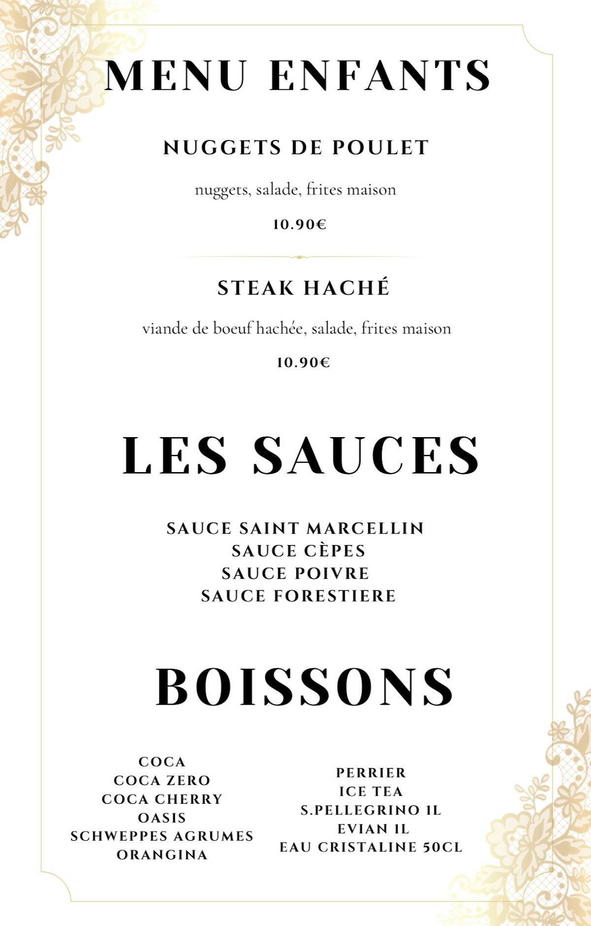 Menu de Restaurant New Fork