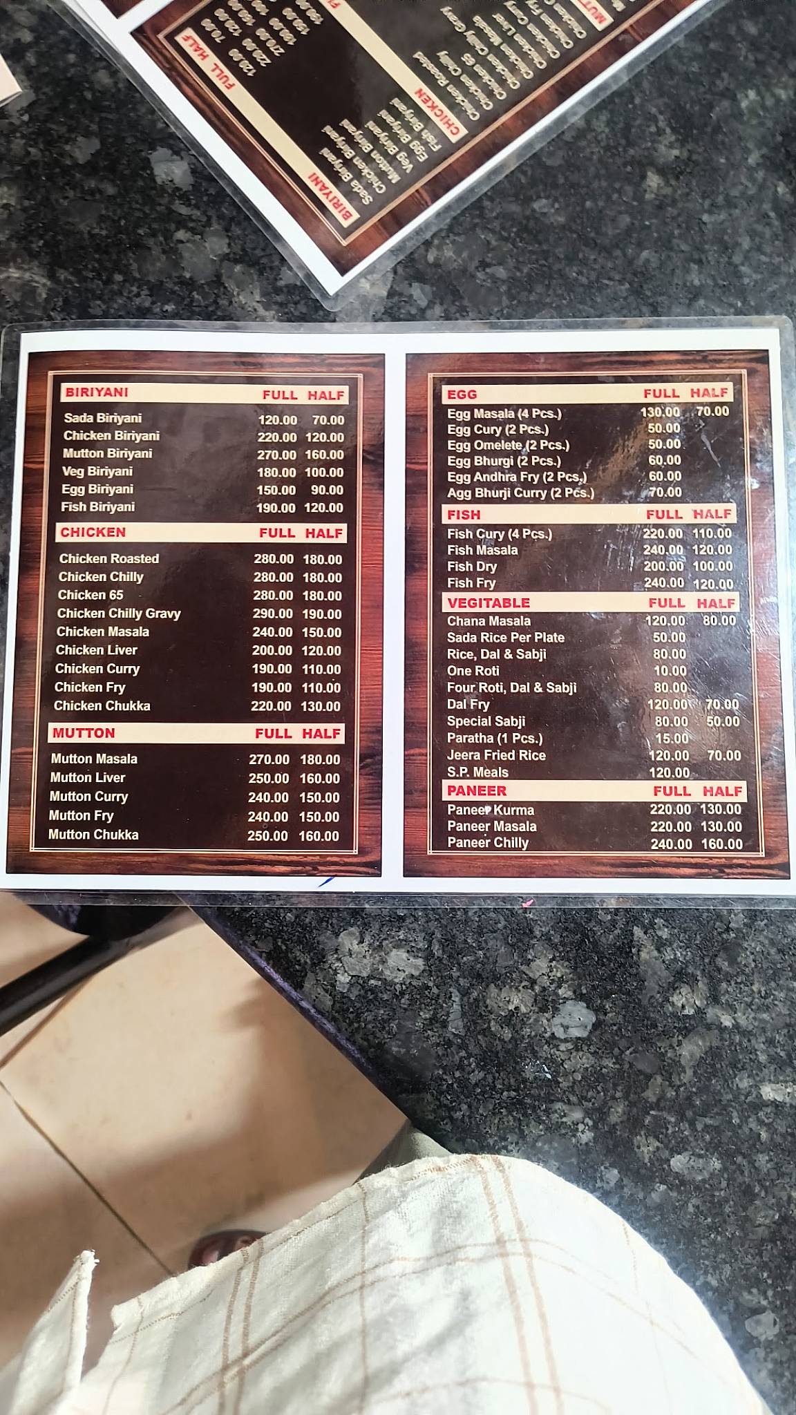 New Kerala Restaurant menu