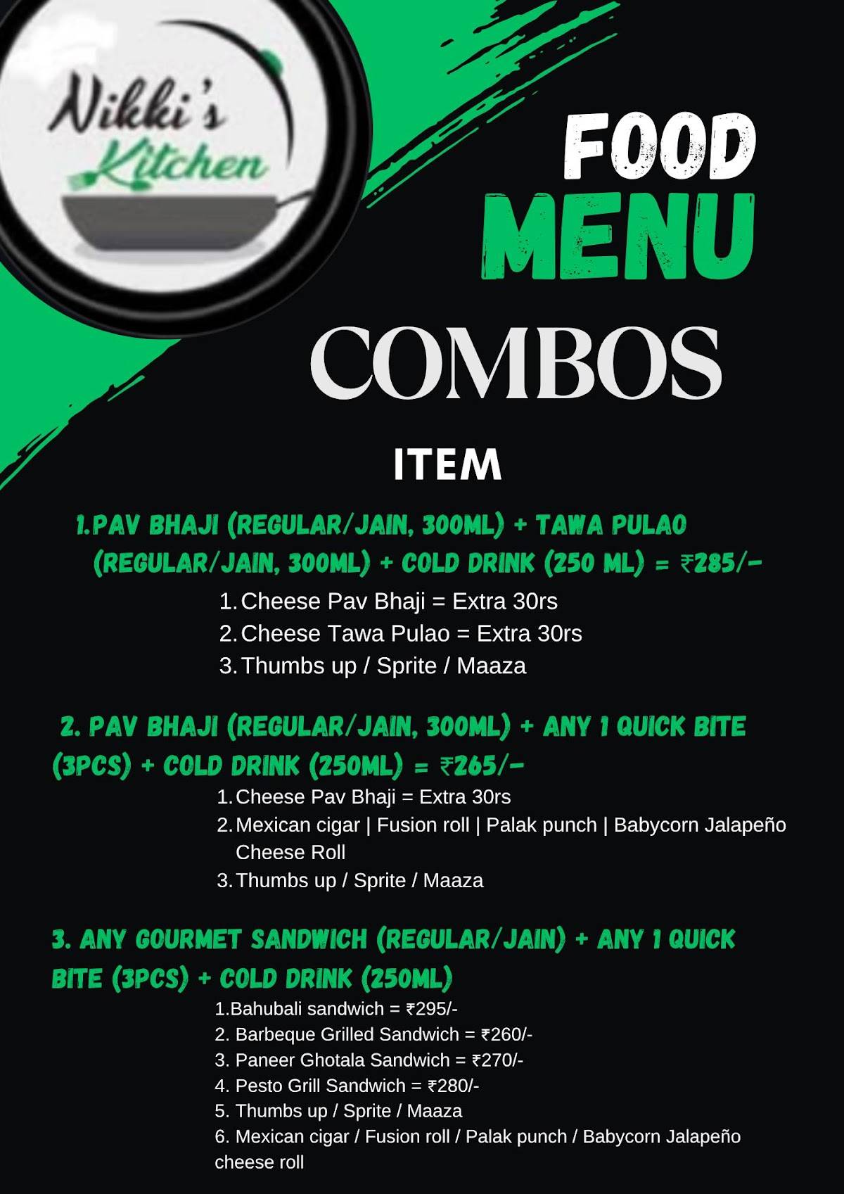 Nikki's Kitchen menu