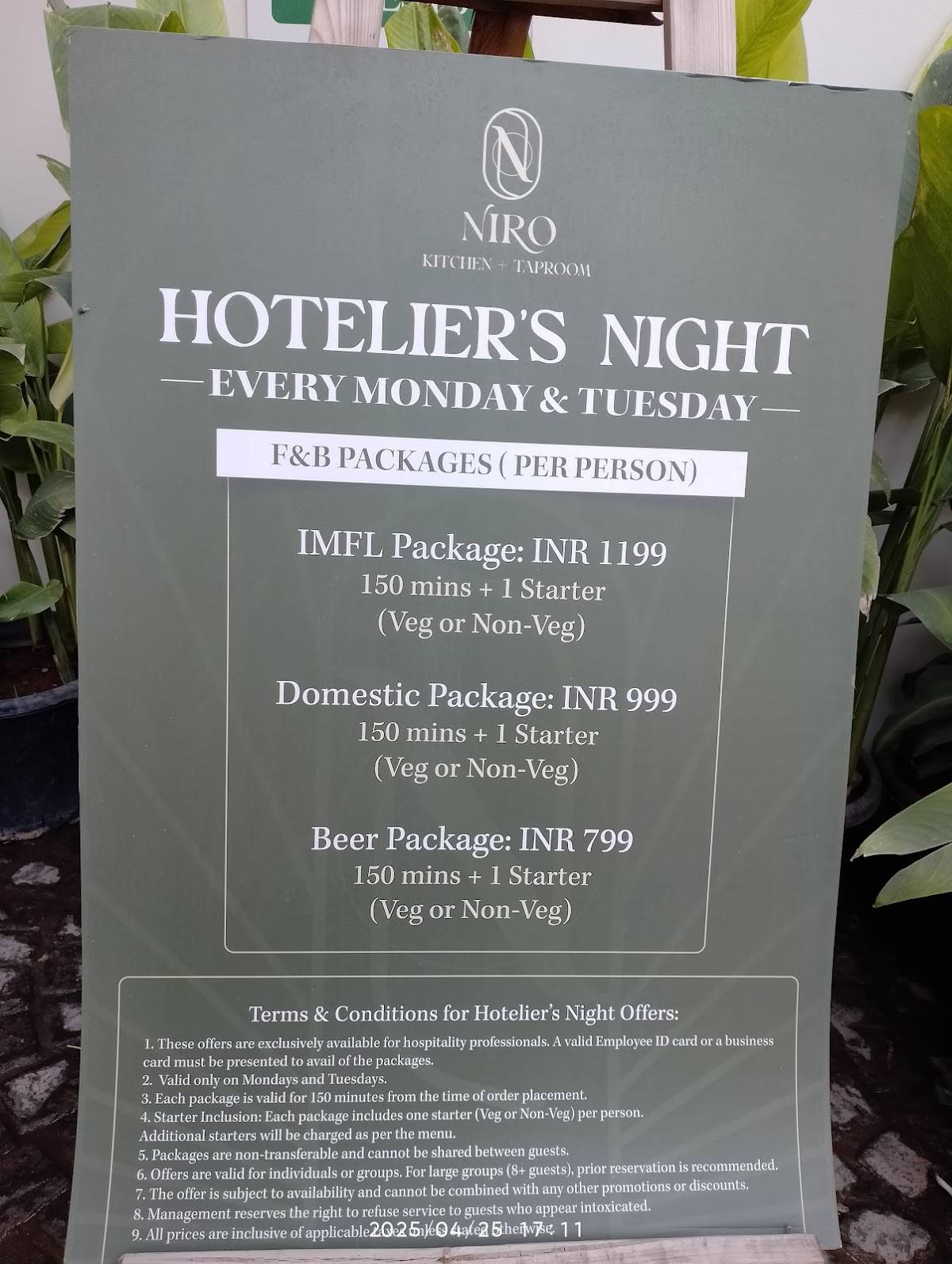 Niro - Taproom & Kitchen menu