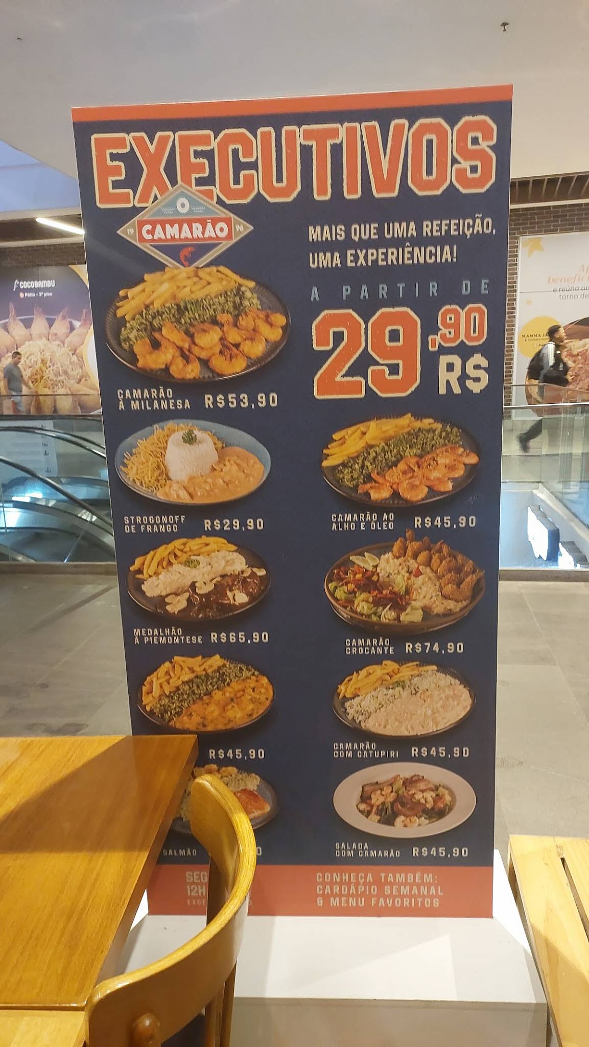 O Camarão cardápio