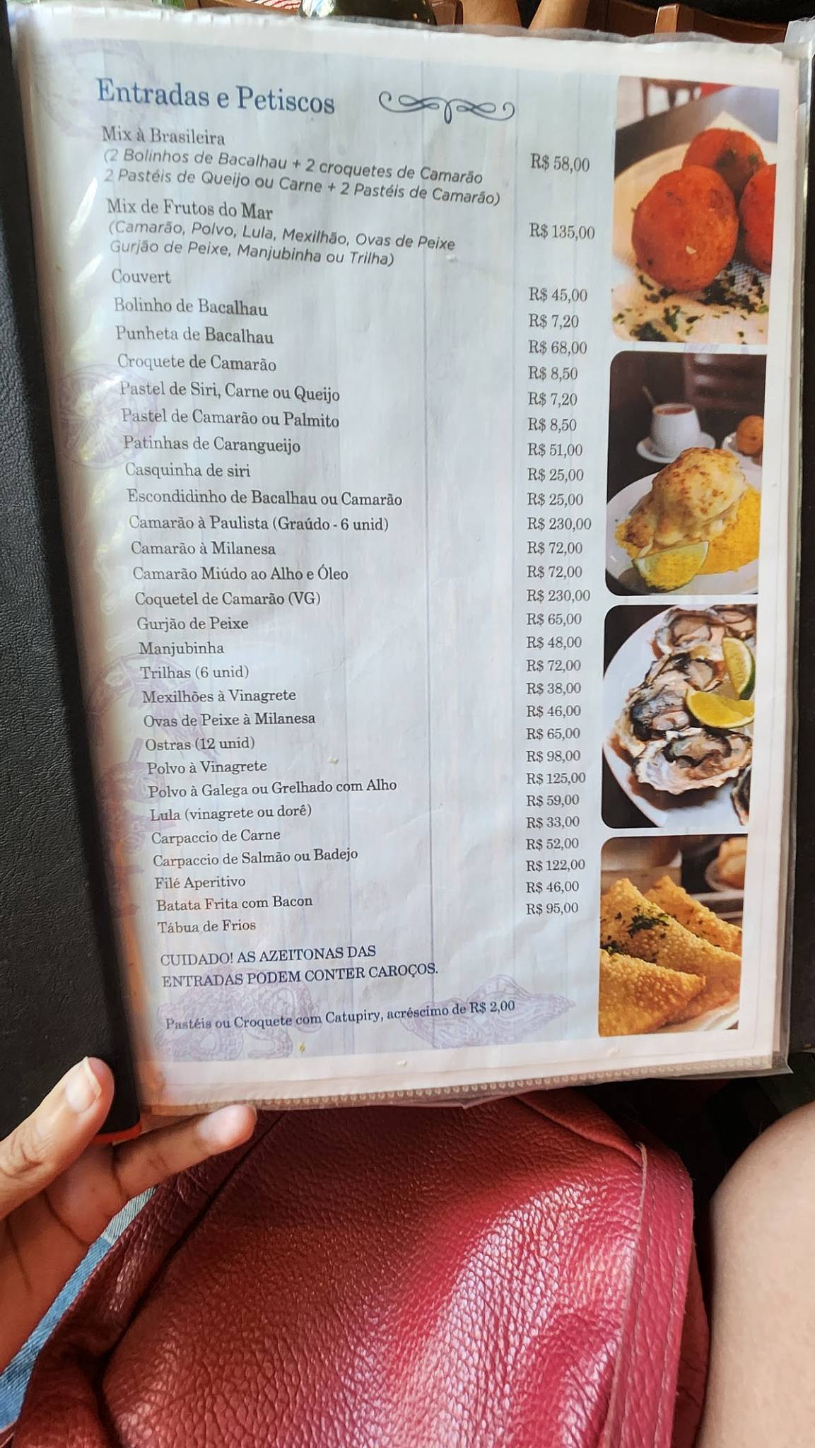 O Peixe Vivo cardápio