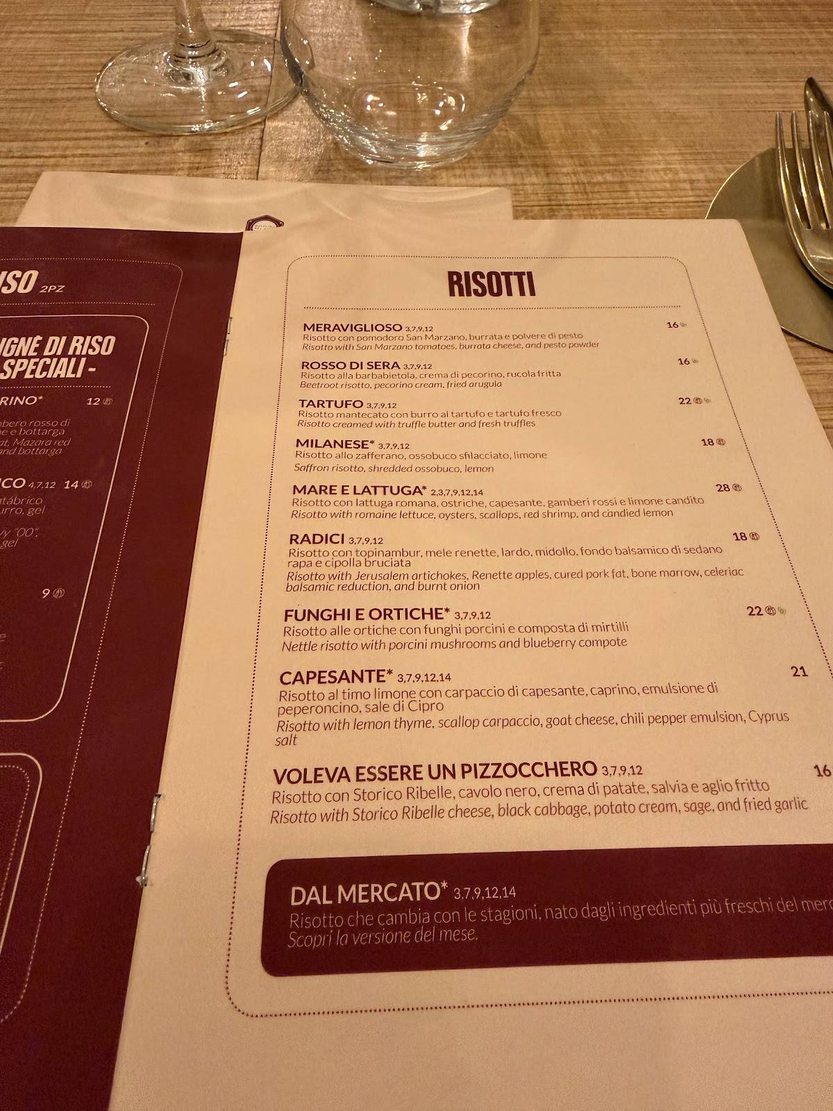 Menu di Officina del Riso Navigli 
