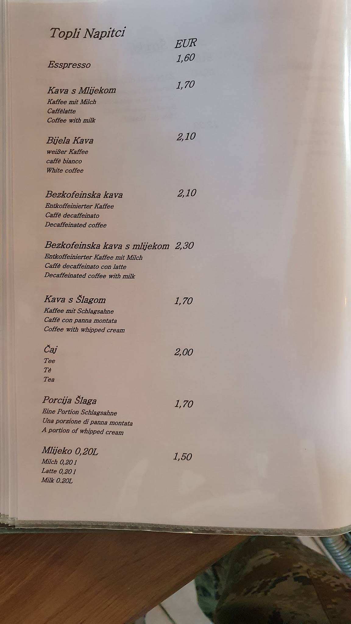 Menu di Restaurant Olea 