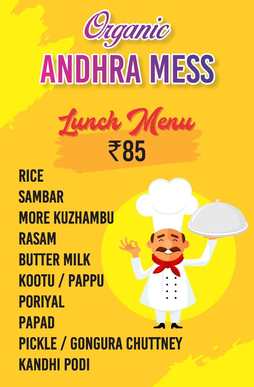 Organic Andhra Mess menu