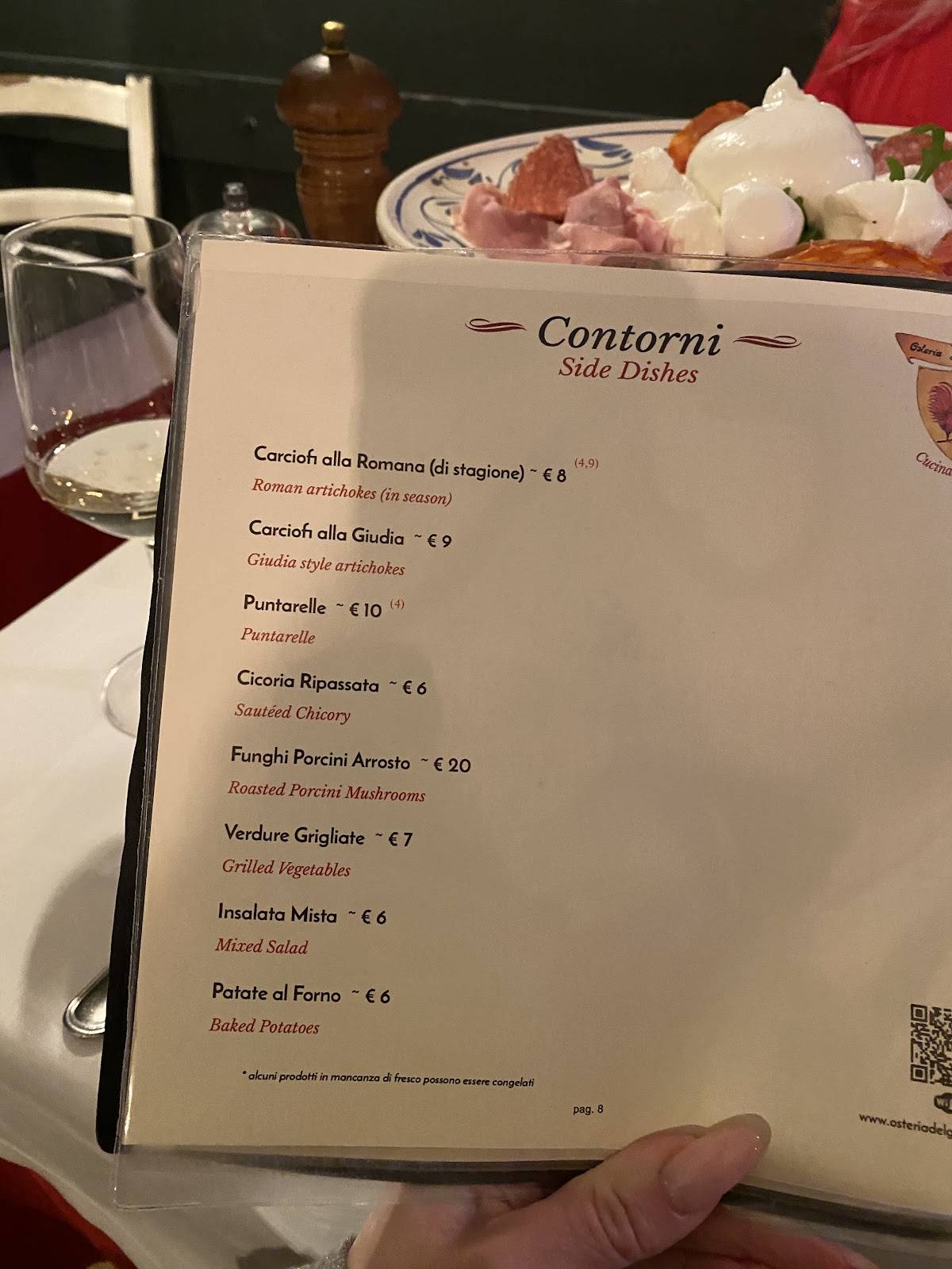 Menu di Osteria del Gallo 