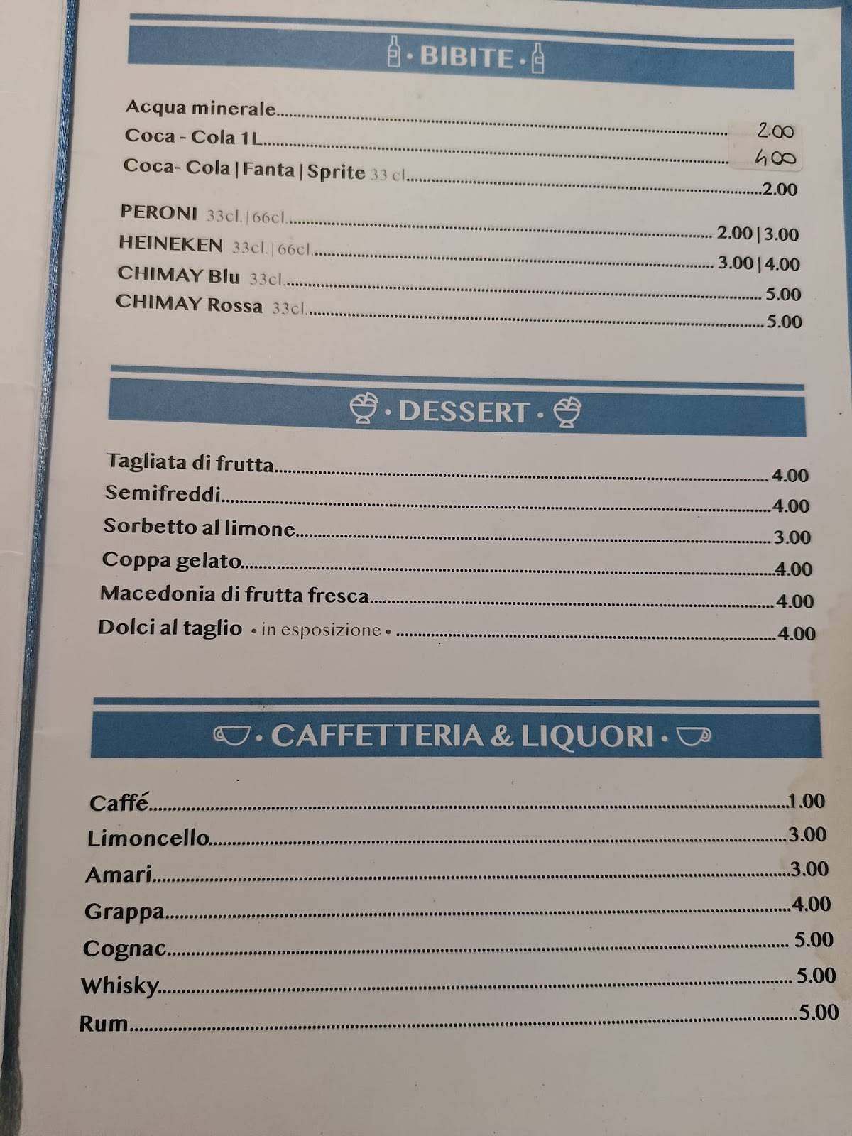 Menu di Osteria del Porto 