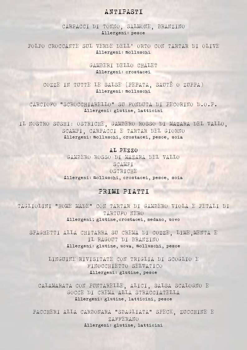 Menu di CHALET 