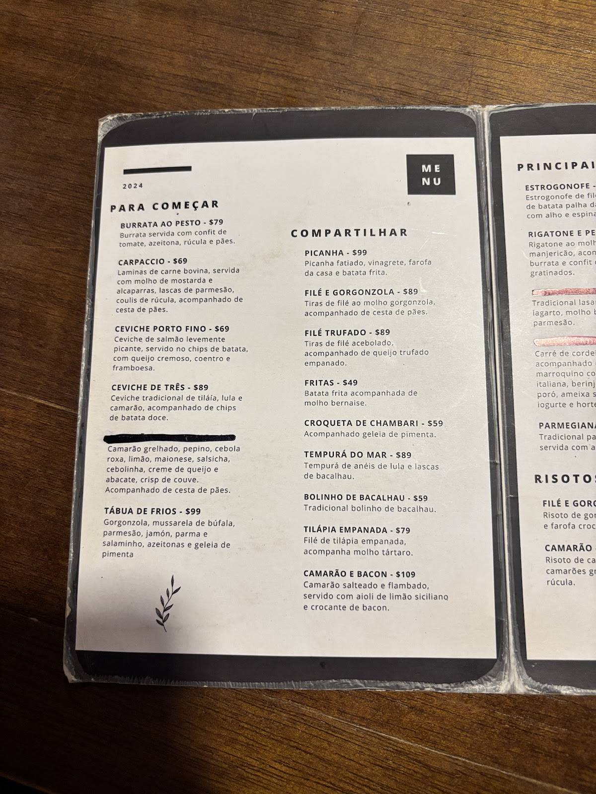 Porto Fino Bistrô cardápio