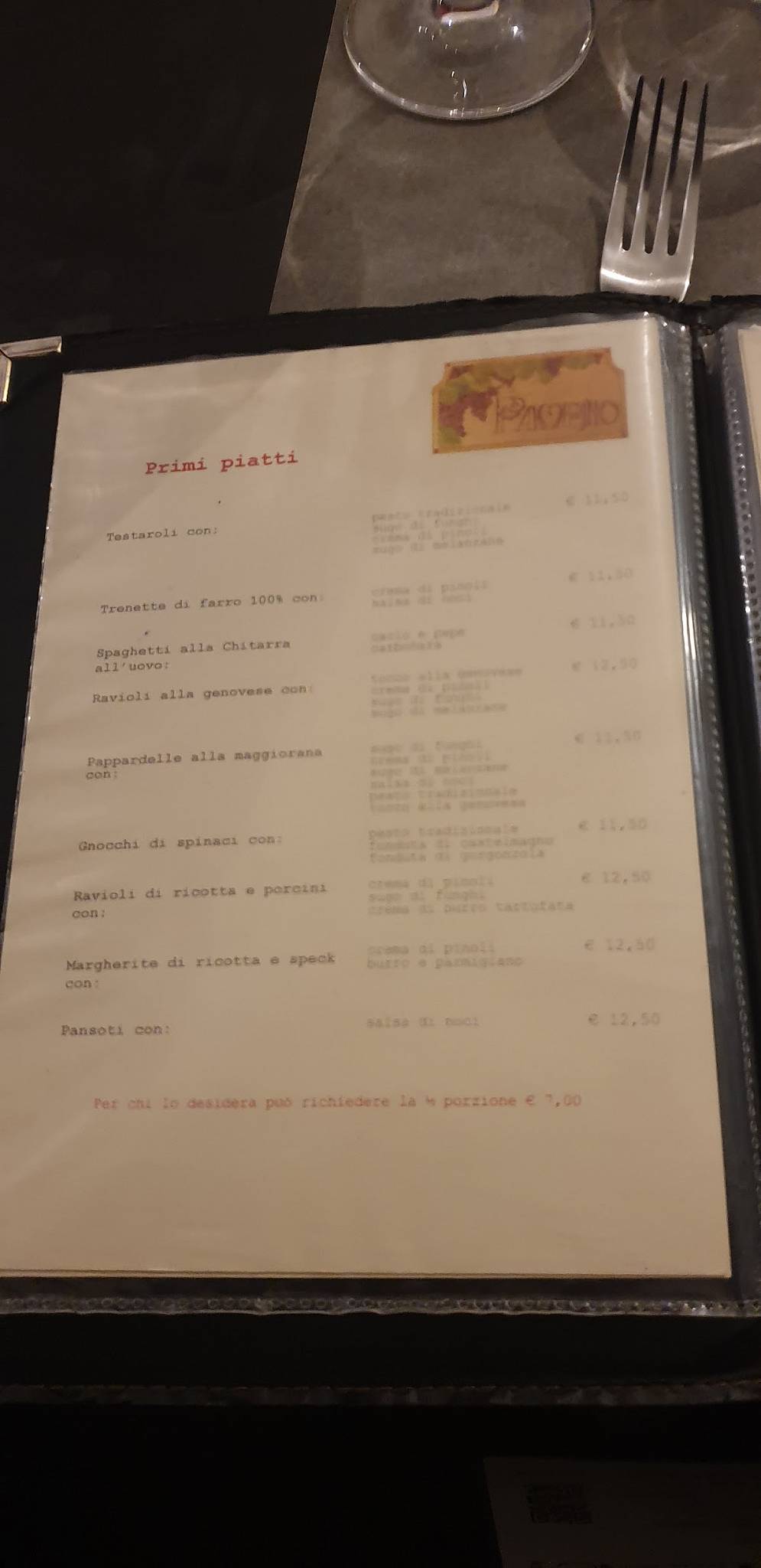 Menu di Pampino 