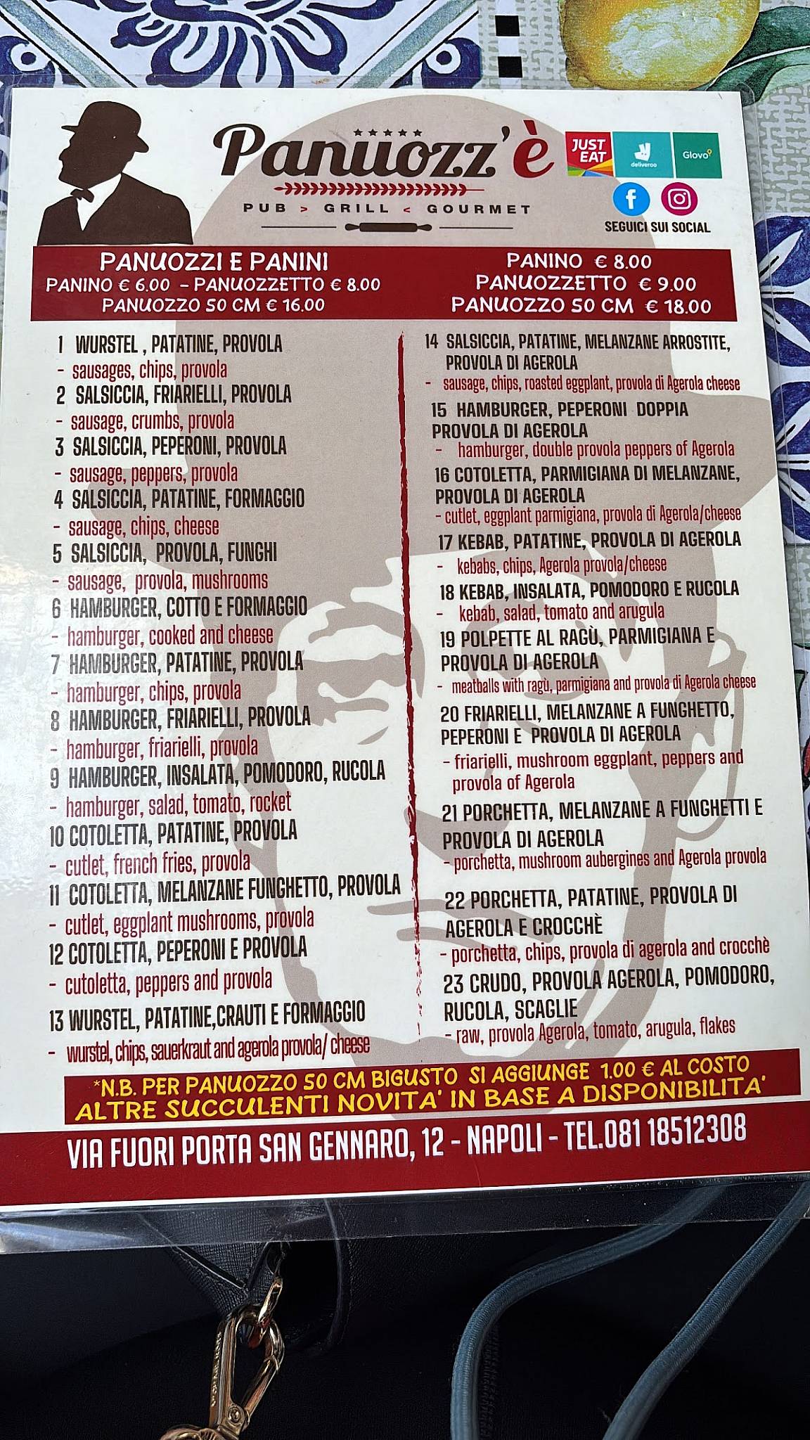 Menu de Panuozz'e'