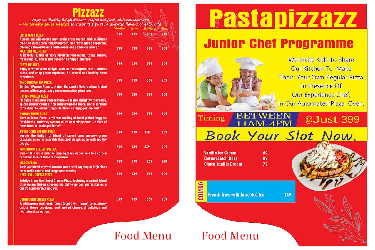 Pastapizzazz menu