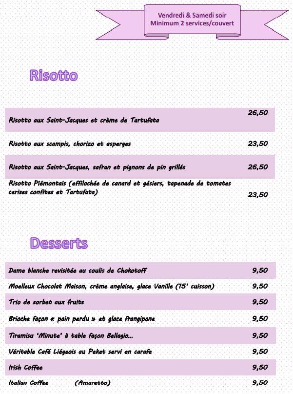 Menu de Pastissimo