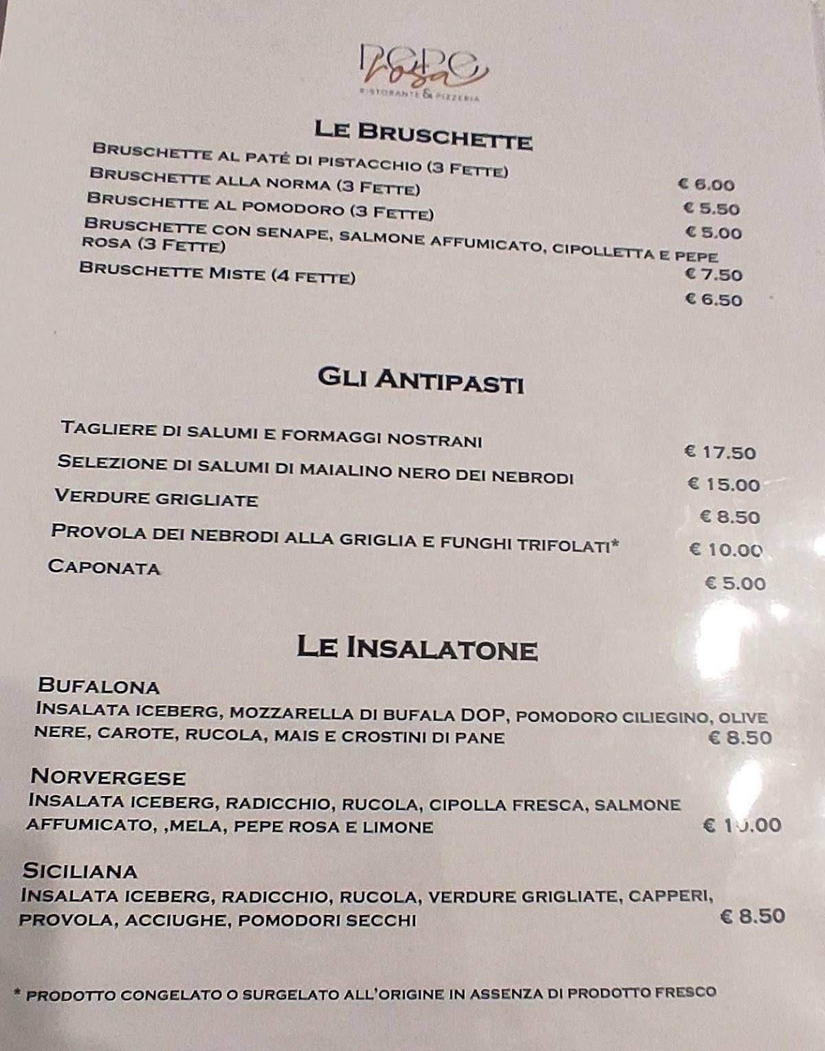 Pepe Rosa menu