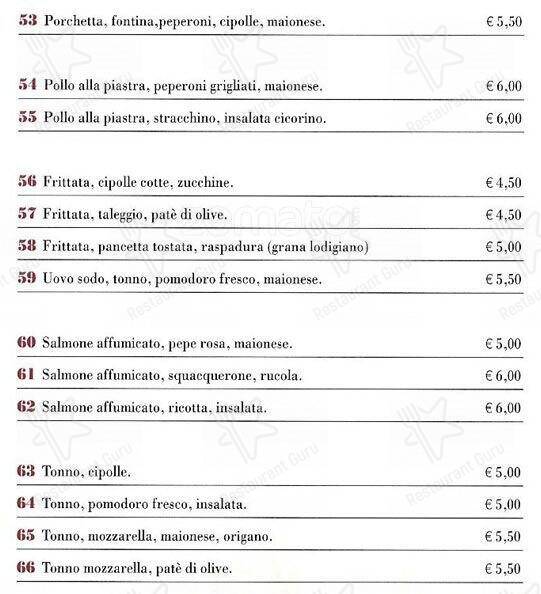 Menu di Piadineria Artigianale Pascoli 