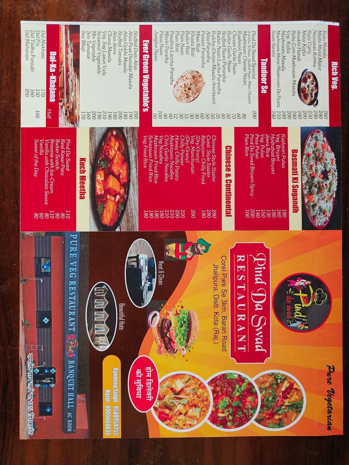 Pind da swad pure veg restaurant menu