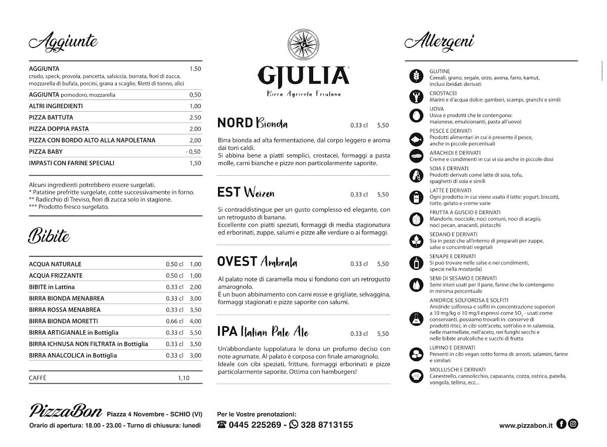 Menu di Pizza Bon Di Giarraffa Francesco Paolo 