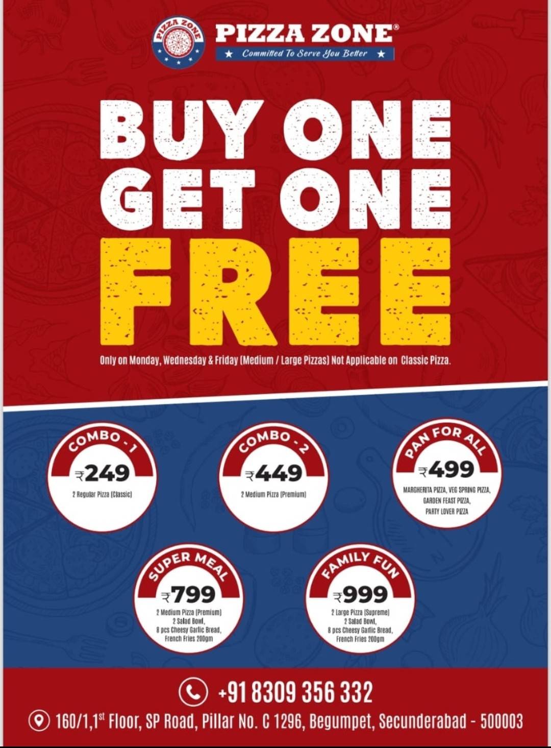 Pizza Zone Begumpet menu