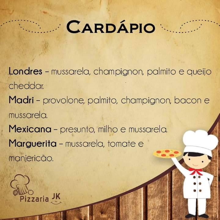 Pizzaria JK cardápio