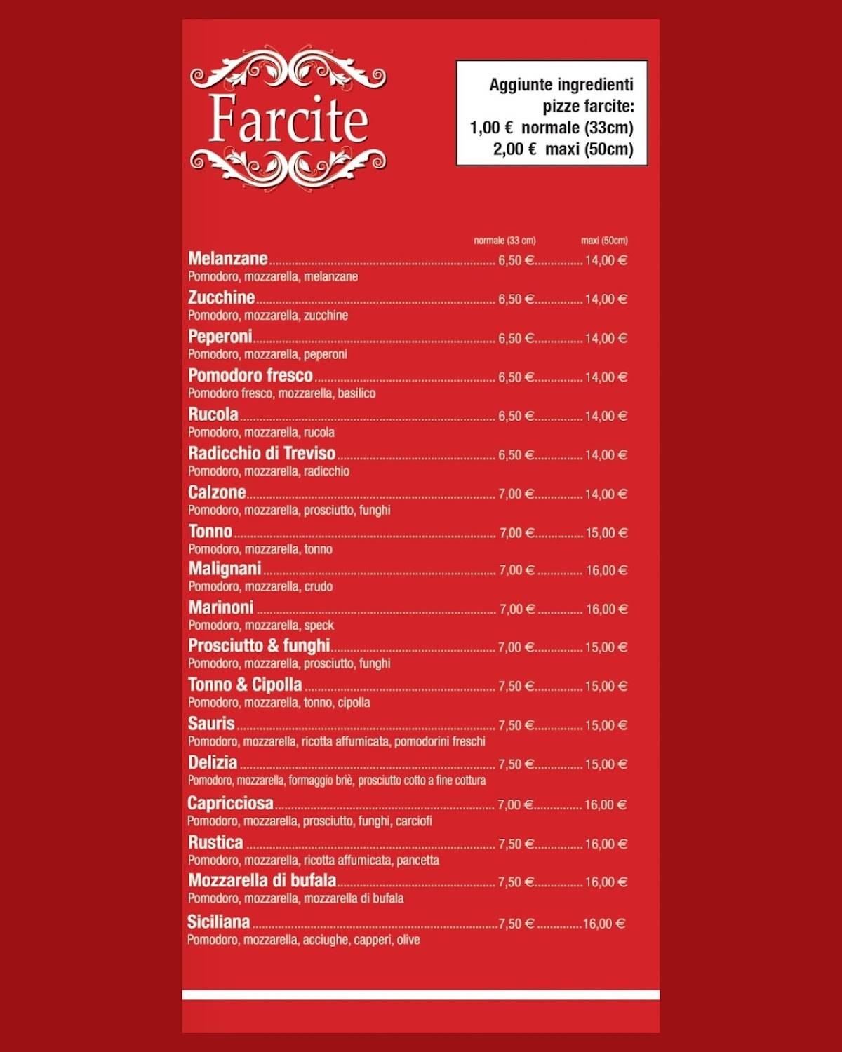 Menu di Pizzeria Da Gas Gas - Udine, Centro Studi 